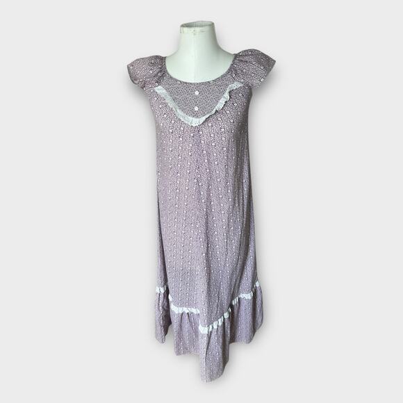 Vintage 70s Liberty House Hawaiian Purple Floral Cottagecore Boho Maxi Dress 4 - Picture 4 of 10